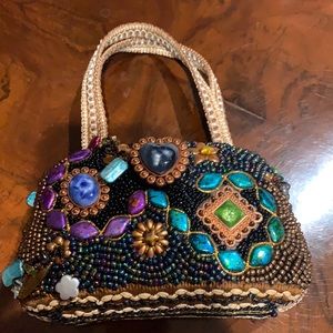 Gem colored beaded evening purse